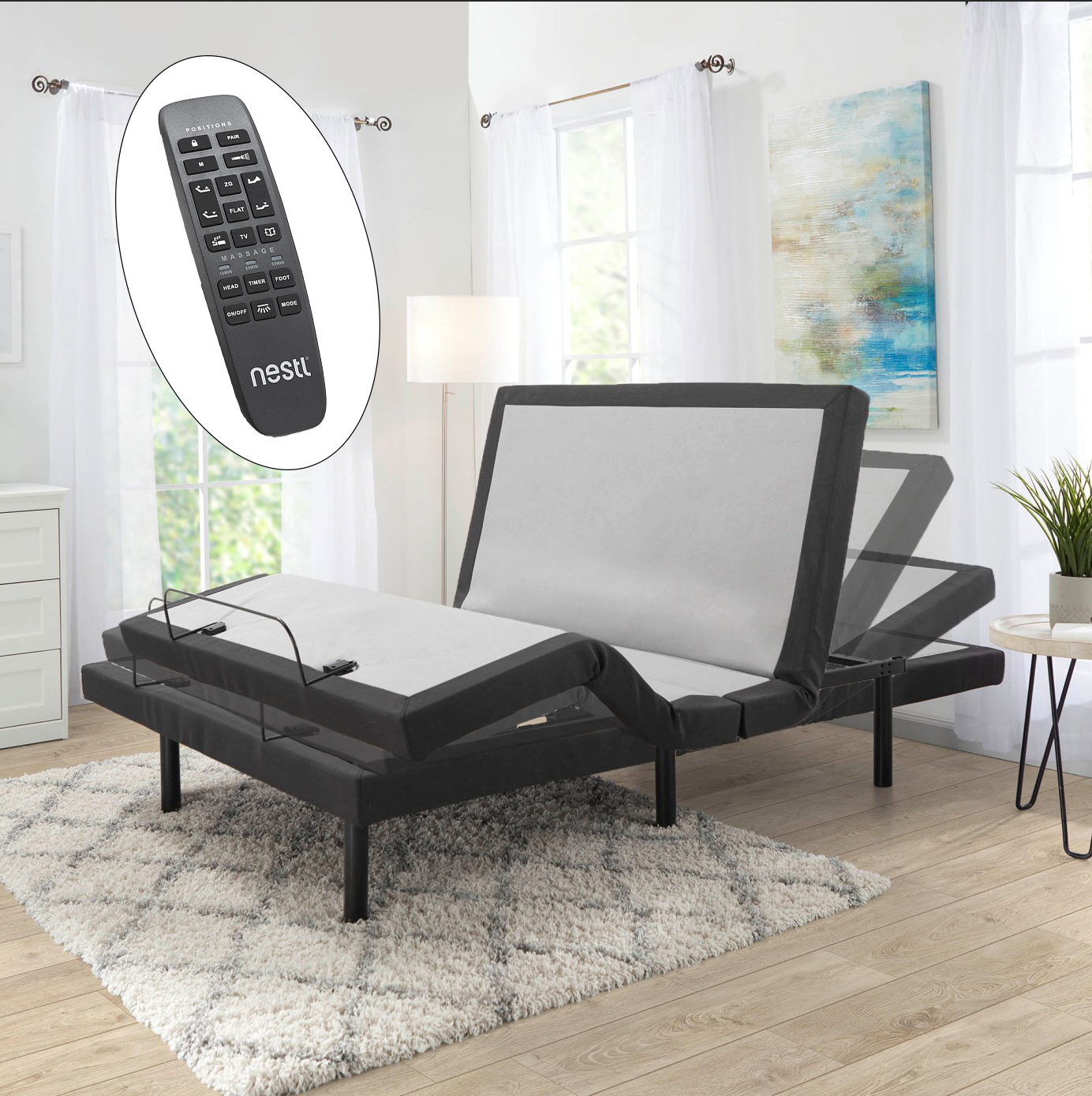 Nestl Adjustable Bed Frame, Adjustable Massage Bed Frame with Wireless –  Cozy Array