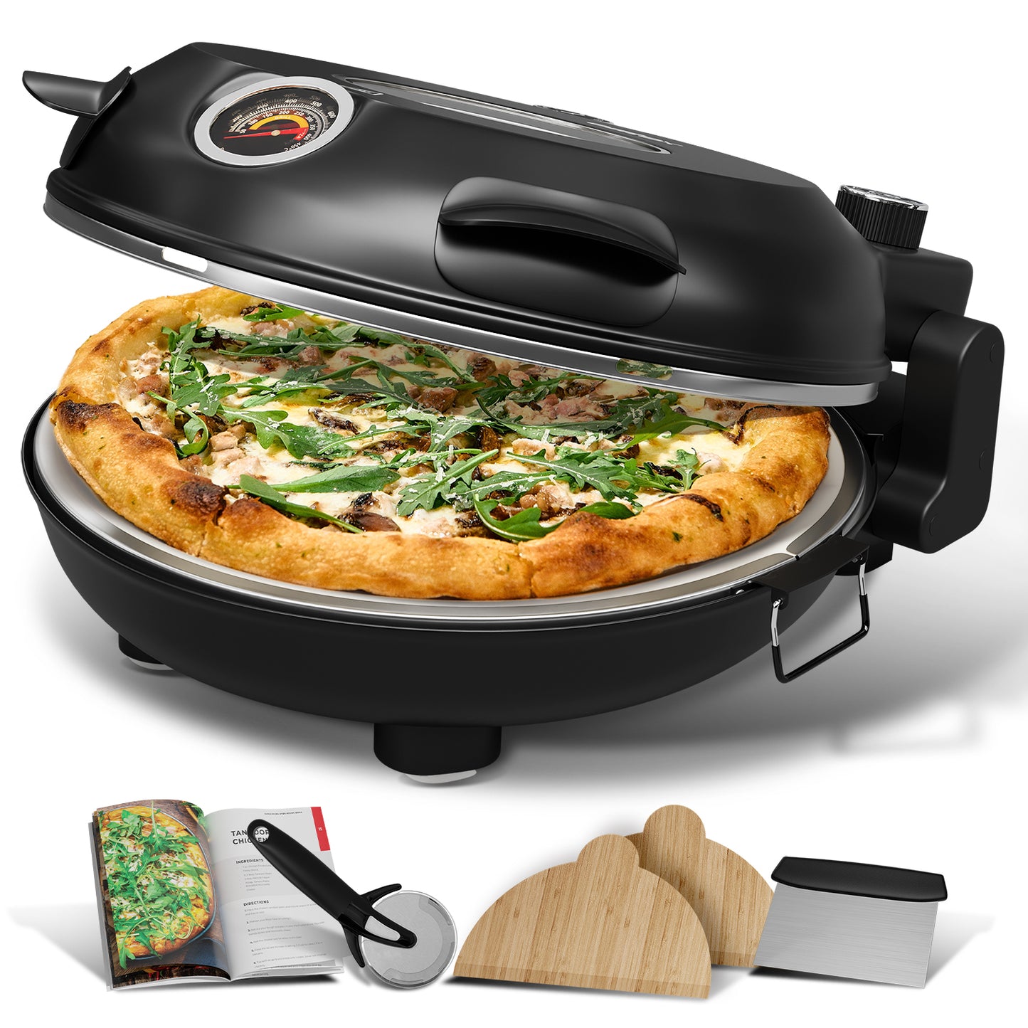 Virtu Electric Pizza Oven & Pizza Maker Machine, 12 Inch Pizza cooker for Kitchen Countertops up to 790°F