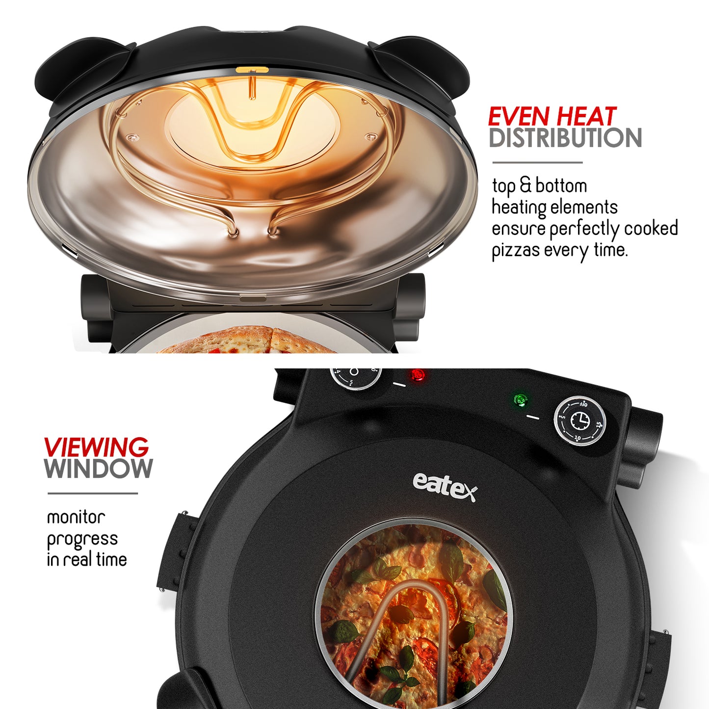 Virtu Electric Pizza Oven & Pizza Maker Machine, 12 Inch Pizza cooker for Kitchen Countertops up to 790°F