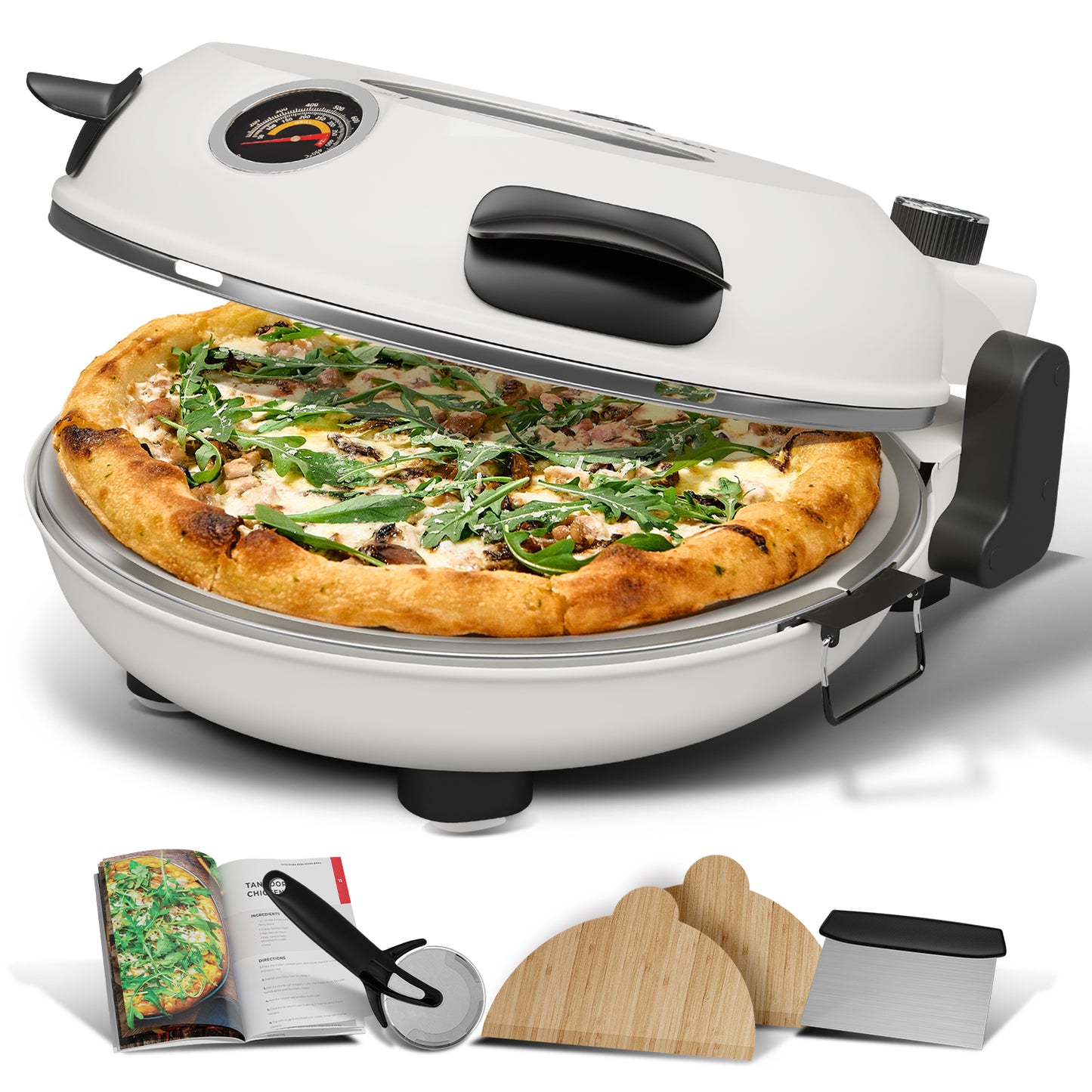 Virtu Electric Pizza Oven & Pizza Maker Machine, 12 Inch Pizza cooker for Kitchen Countertops up to 790°F