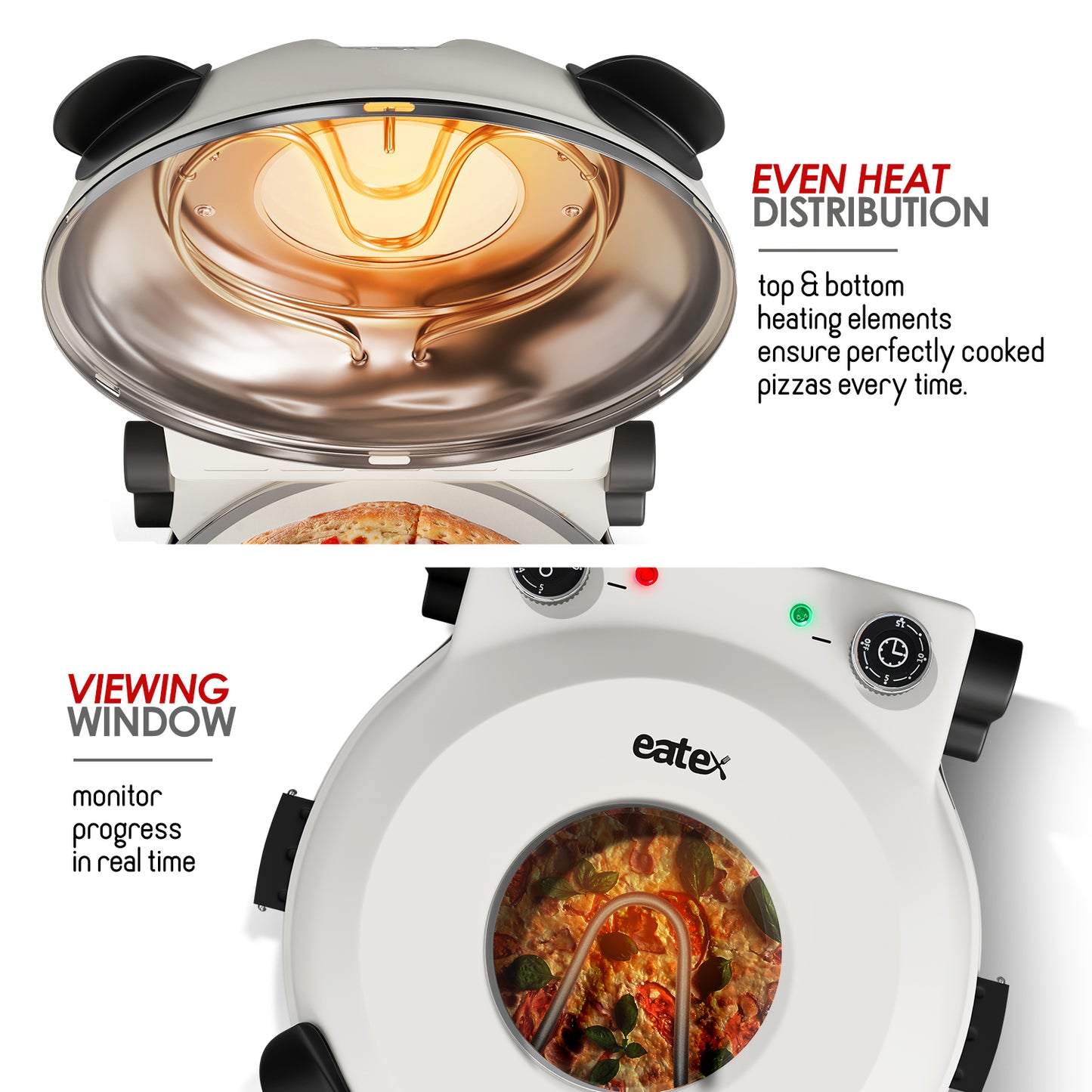 Virtu Electric Pizza Oven & Pizza Maker Machine, 12 Inch Pizza cooker for Kitchen Countertops up to 790°F