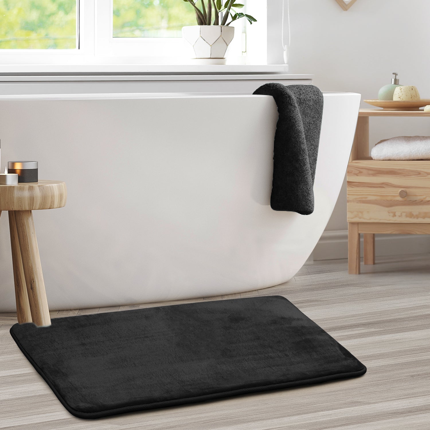 Clara Clark Bathroom Rugs Sets 3 Piece, Velvet Memory Foam Bath Mat -  Non-Slip