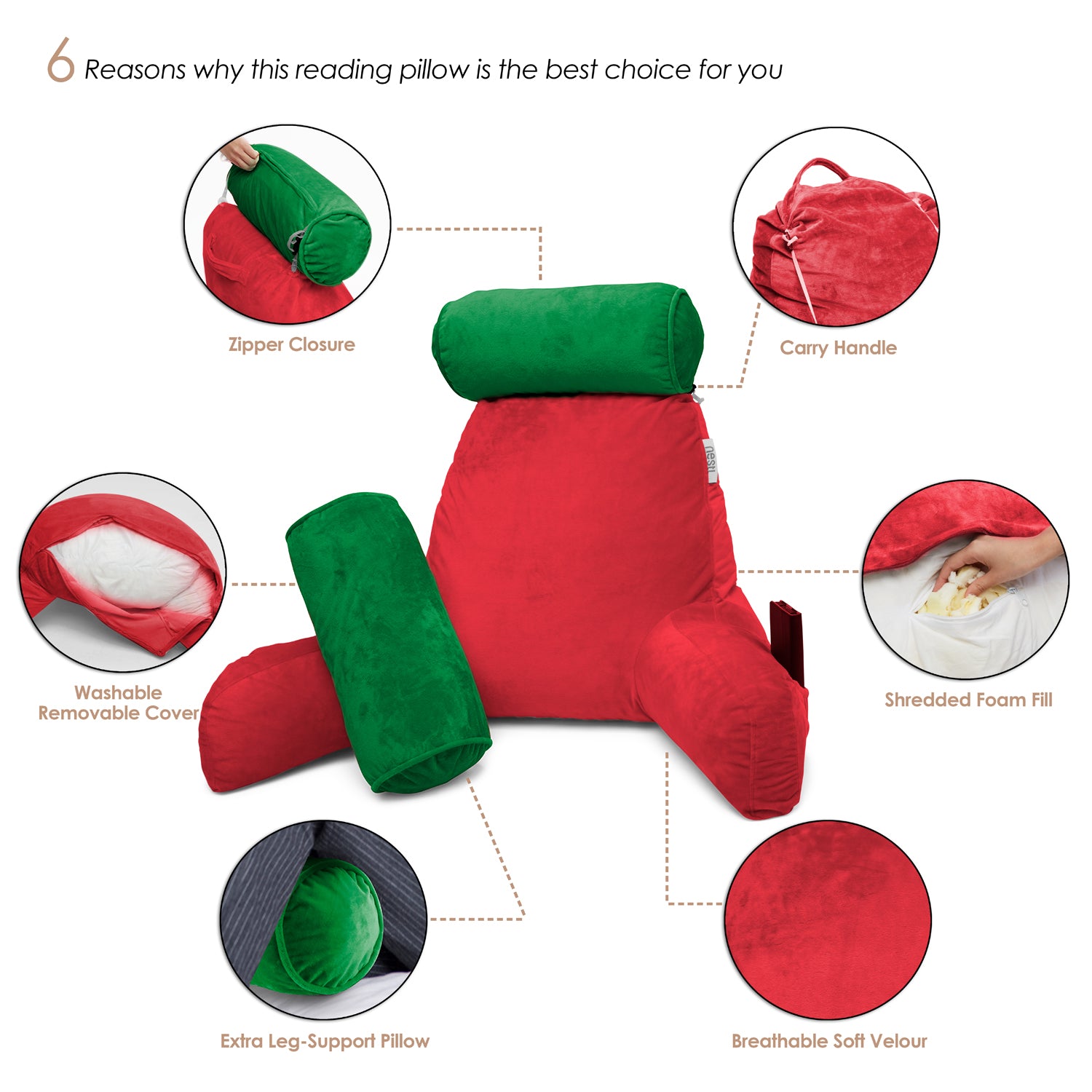 Lumbar Support Pillow, Detachable Washable Soft Sponge Lumbar Roll