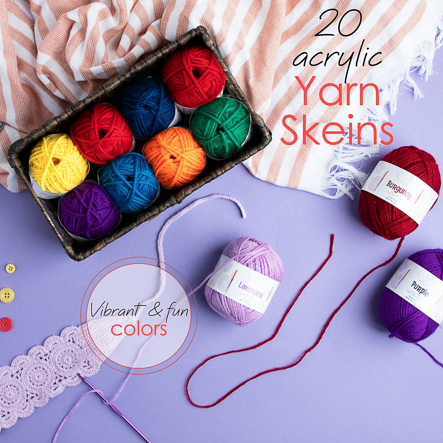 Craftbud Crochet Set Kit With Yarn And Crochet Hook Set (96pc) 