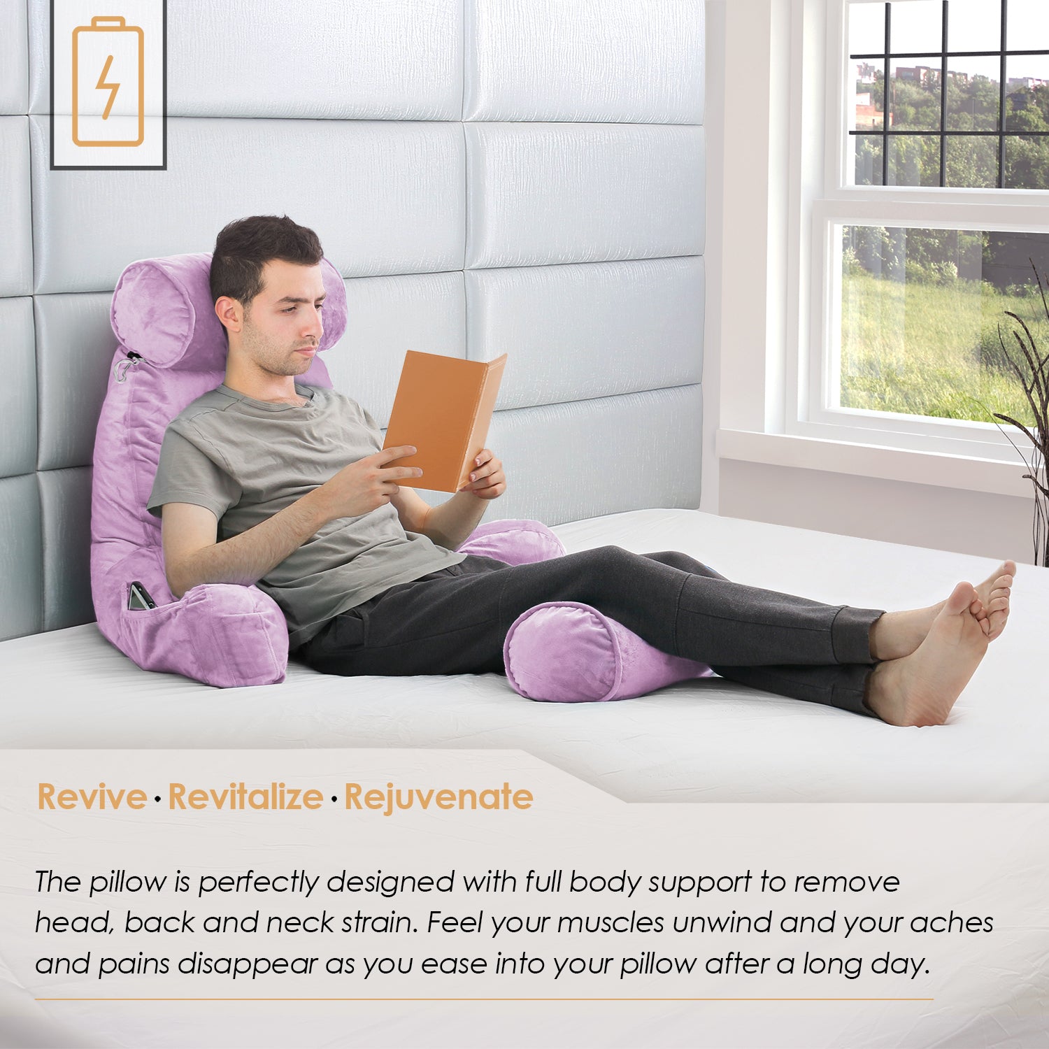Pillow Support Reading Bed, Bed Pillow Reading Arms