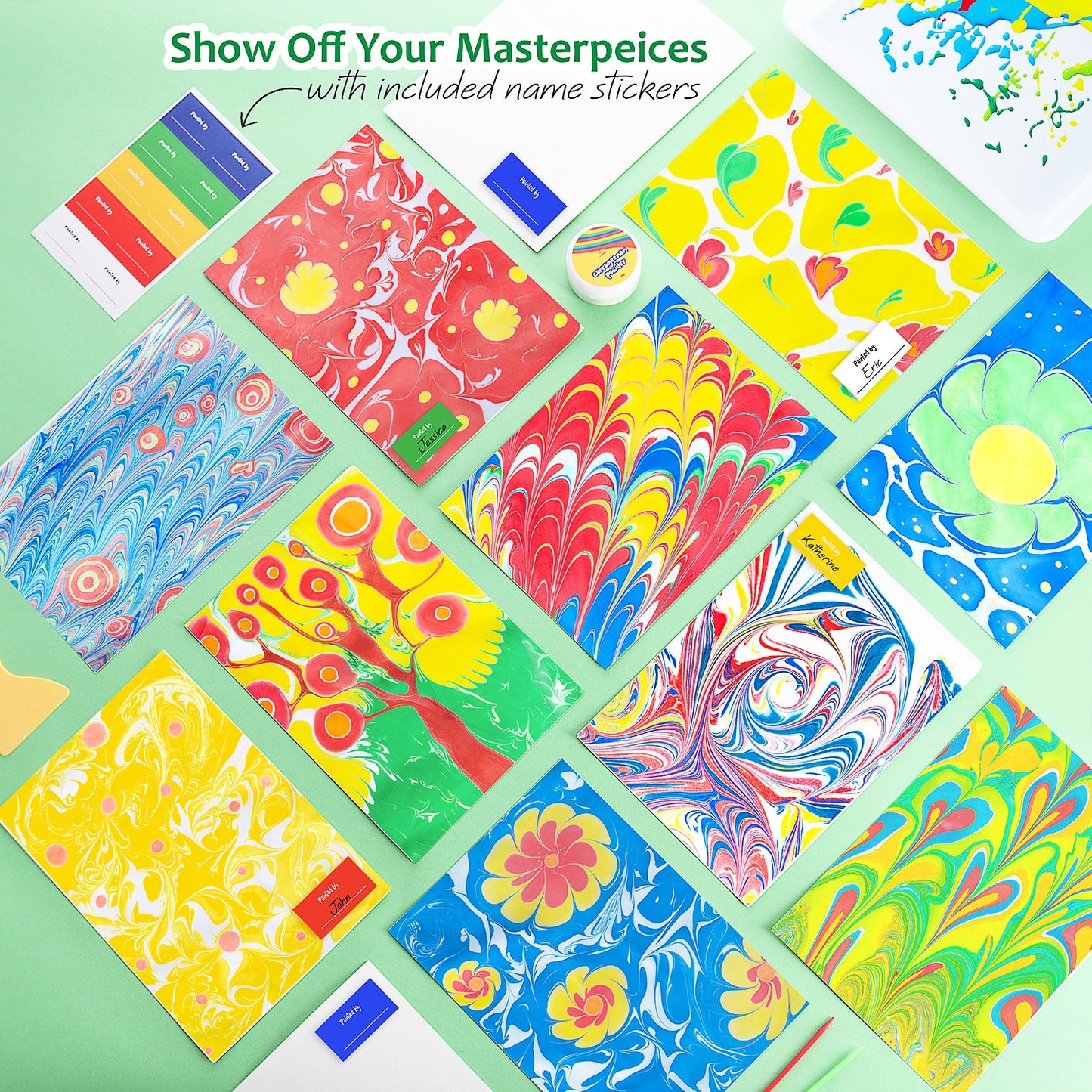 Marbling Paint Art Kit for Kids, 16 Colors Water Marble Paint Kit, Arts and  Crafts for