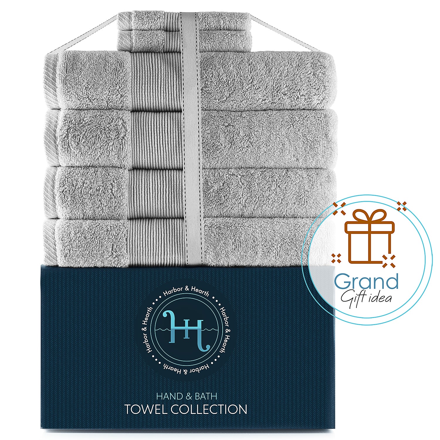 Hearth & Harbor Bath Towel Collection, 100% Cotton Luxury Soft Set of 2 Bath  Mats & 2 Wash Cloth Towels - Black 