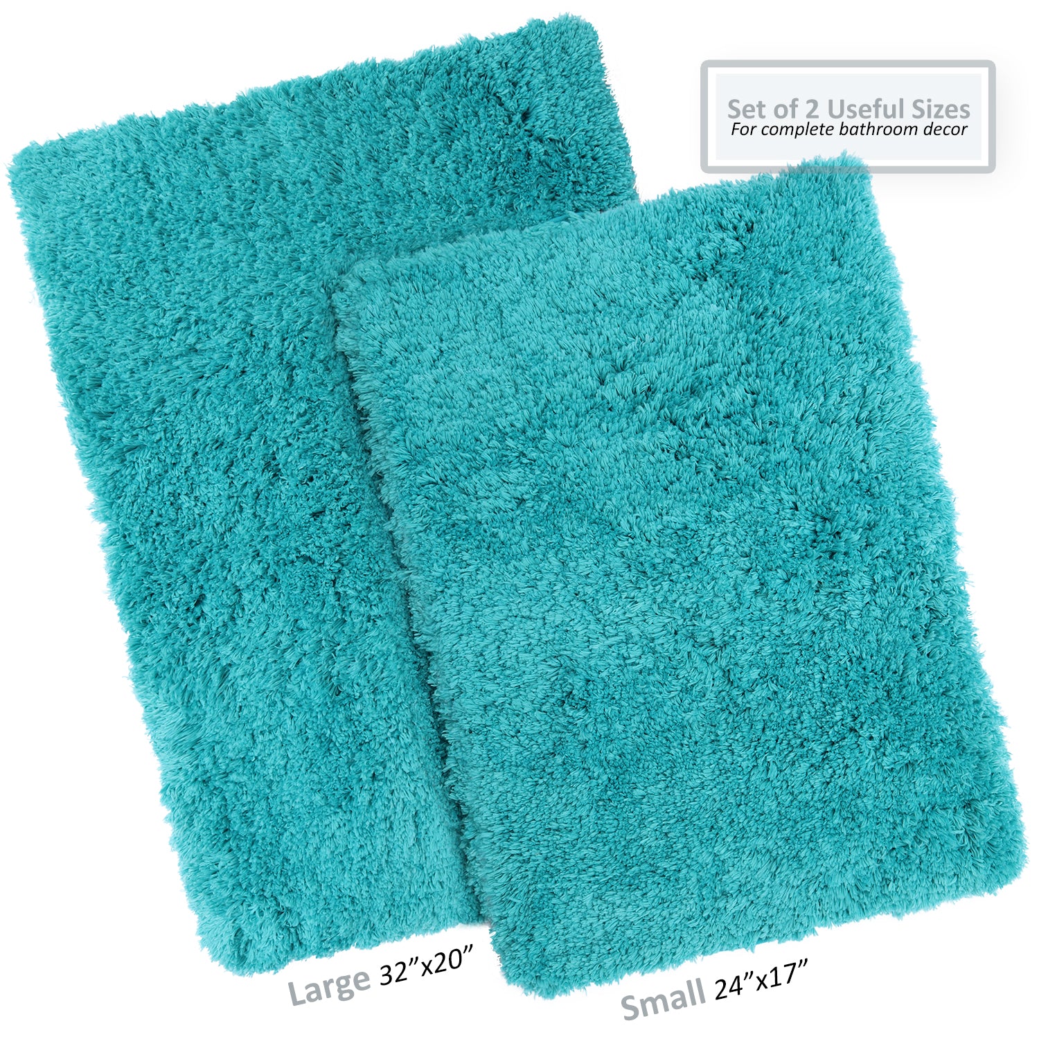 Large Bathroom Rug Non Slip Bath Mat (72x24 Inch Turquoise) Water