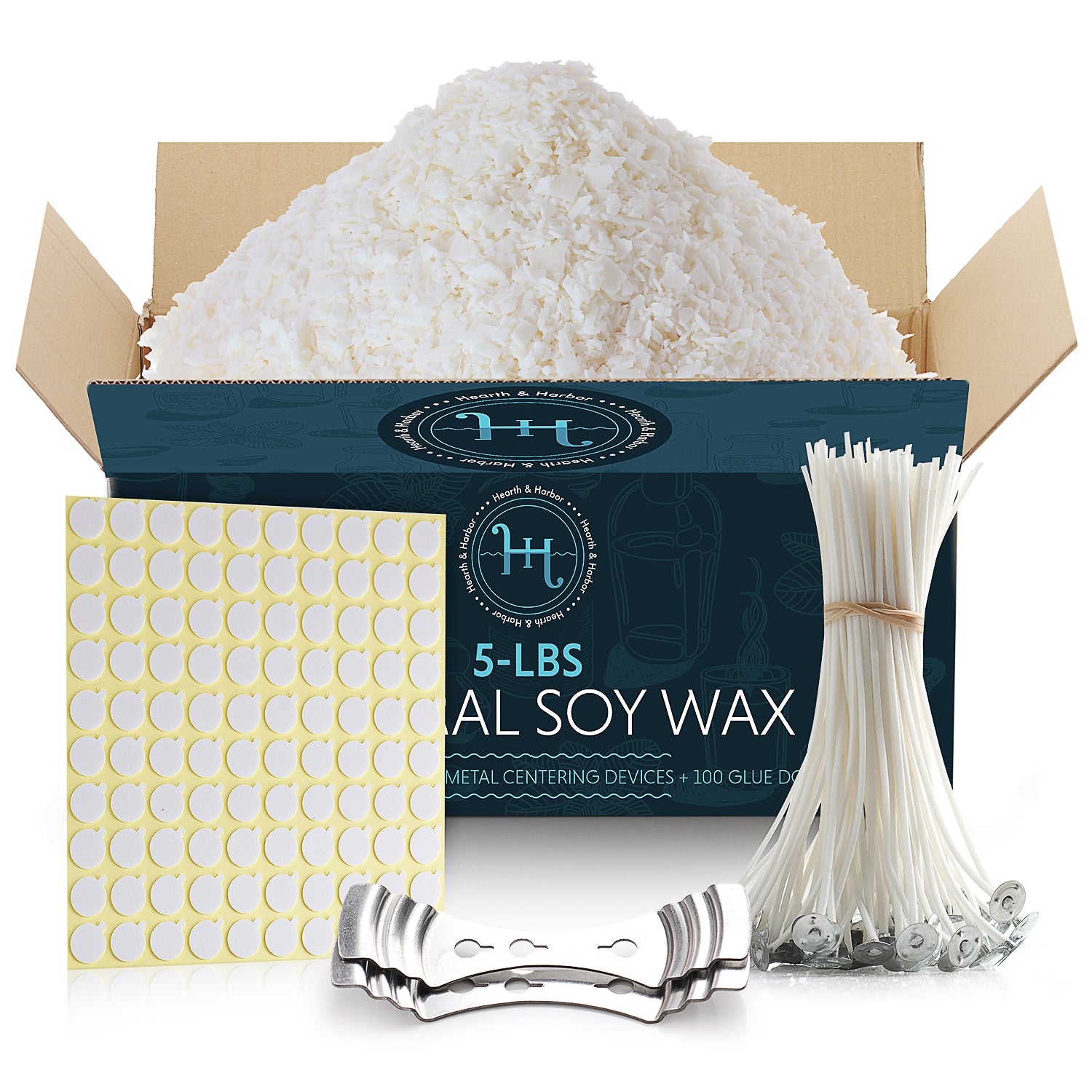Hearth & Harbor Soy Candle Wax for Candle Making - Natural Soy Wax for  Candle Making 2 lb Bag, Premium Soy Wax Flakes, 5 Cotton Candle Wicks, 4  Wick